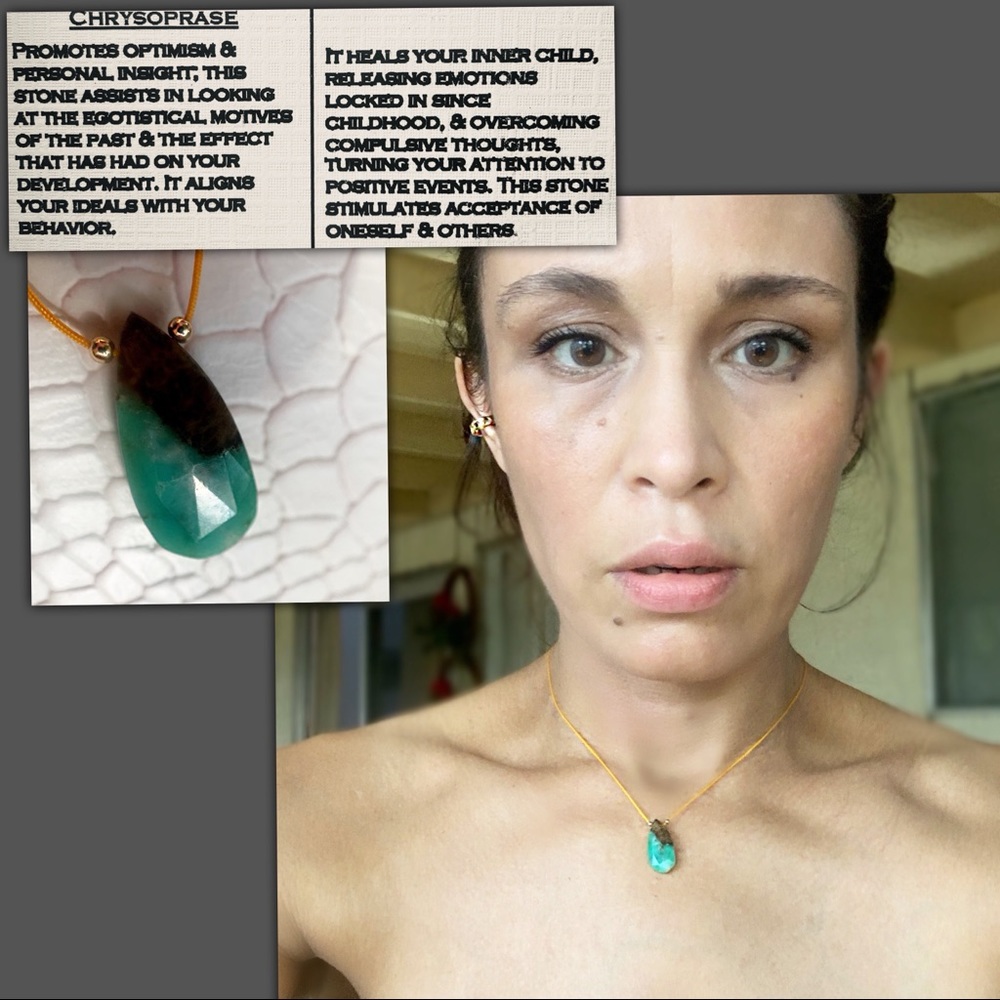 Natural Chrysoprase orange thread healing Necklace